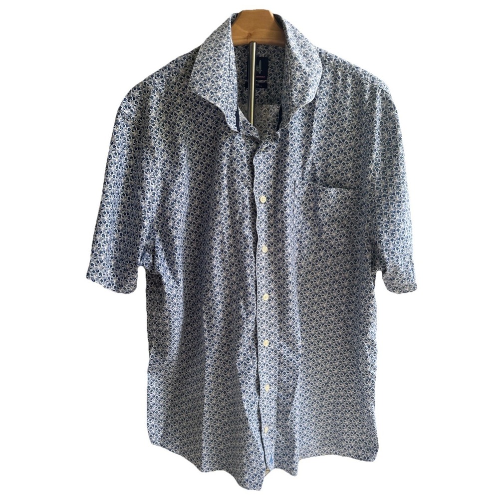 Johnnie-O Floral Performance Polo Men's XLarge Blue White Golf Shirt